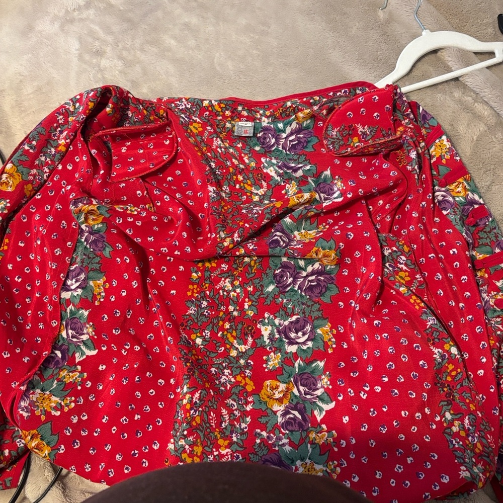 Floral Red Kimono Cardigan - Picture 7 of 7